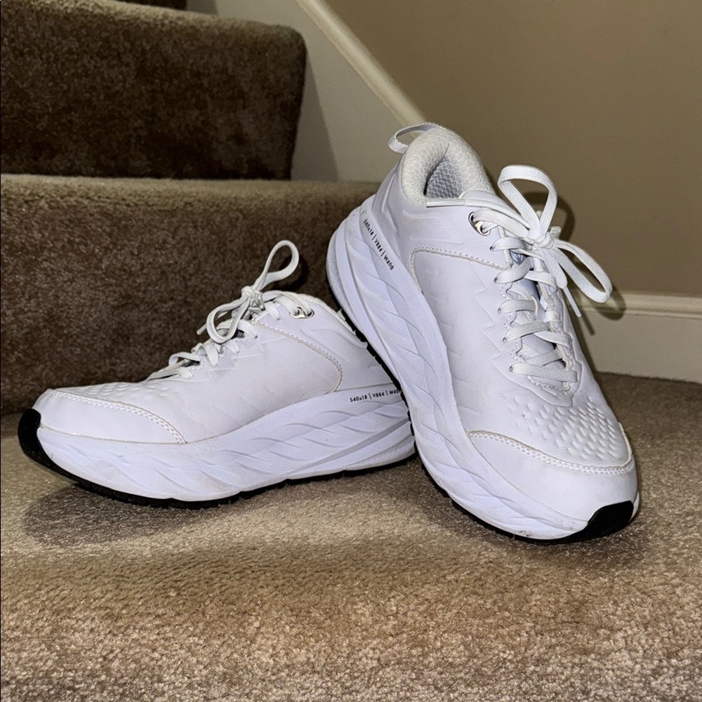 White HOKA Bondi SR Shoes